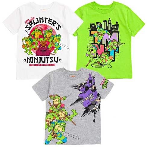 Teenage Mutant Ninja Turtles Leonardo Michelangelo Raphael Toddler Boys 3 Pack T-Shirts White / Gray / Green 2T
