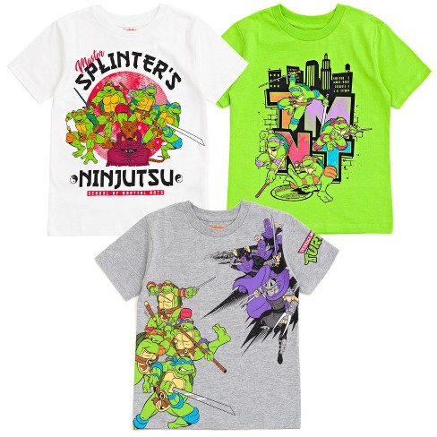 Teenage Mutant Ninja Turtles Leonardo Michelangelo Raphael Little Boys 3  Pack T-Shirts White / Gray / Green 6