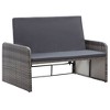 vidaXL 2 Piece Patio Lounge Set with Cushions Poly Rattan Gray - 4 of 4