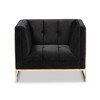 Ambra Velvet Fabric Upholstered and Button Tufted Armchair Black/Gold - Baxton Studio: Luxurious Polyester, No Assembly Required - 2 of 4