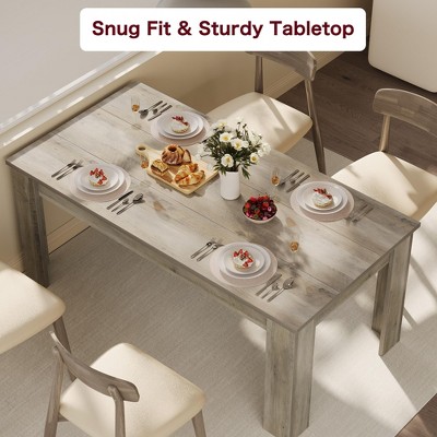 63" Gray MDF Rectangular Farmhouse Dining Table for 4-6