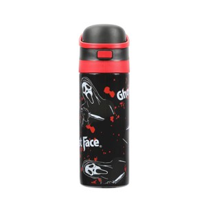 Ghostface Mask & Blood Splatter All-Over Print Black 24 Oz Stainless Steel Water Bottle - 1 of 4