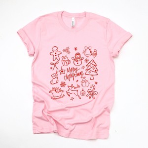 Merry Christmas Sketched Icons - Women's Short Sleeve Graphic T-Shirt - 1 of 4
