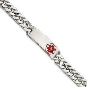 Black Bow Jewelry Men's Stainless Steel Red Enamel Medical I.D. Rambo Bracelet, 8.5 Inch - 1 of 4