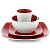 Gibson Home Soho Lounge 16 Piece Soft Square Stoneware Dinnerware Set in Red and White - 2 of 4