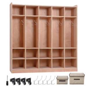 5 Large & 15 Small Wooden Plywood Coat & Hat Storage Cabinet Set for Entryway - 1 of 1