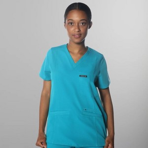 Members Only Palermo V-Neck Scrub Top for Women With Zipper Pocket - 1 of 4