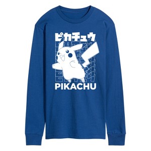 Men's - Pokémon - Pikachu Kanji Long Sleeve Graphic T-Shirt - 1 of 4