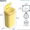 SEVOBAL Indoor Trash Cans 4 Gallon Plastic Trash Can with Lid Touchless Garbage Can Fits Any Kitchen, Bathroom, Office, Yellow, 10.3"*7.8"*18.2" - 3 of 4