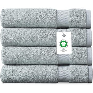 Delara 100% Organic Cotton 650 GSM Long Staple, Soft, Quick Dry & Ultra-Absorbent Bath Sheet (Pack of 4) - 1 of 4