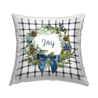 Stupell Industries Holiday Tartan Joy Phrase Pinecone Wreath