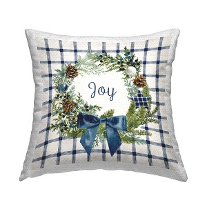 Stupell Industries Holiday Tartan Joy Phrase Pinecone Wreath - 1 of 3