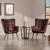Yaheetech Set of 2 Mid-century Tufted High Back Faux Leather Accent Chair with Wood-tone Metal Leg for Living Room Bedroom Apartment - 2 of 4