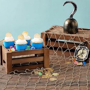 Akoasm 2-Piece Nautical Wall Decor Fishing Net Ornaments for Coastal Bedrooms, Bathrooms & Underwater Theme Parties-Beige - 1 of 4