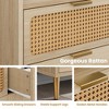 6 Drawer Dresser with Railed Edge, Mid Century Modern Gold Closet TV Stand with High Legs, Rattan Design Large Storage Organizer for Bedroom Living - 4 of 4