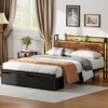 Furnulem Full Size Bed Frame with Headboard Storage Platform Bed Frame Full Size Charging Station and LED Lights - 4 of 4