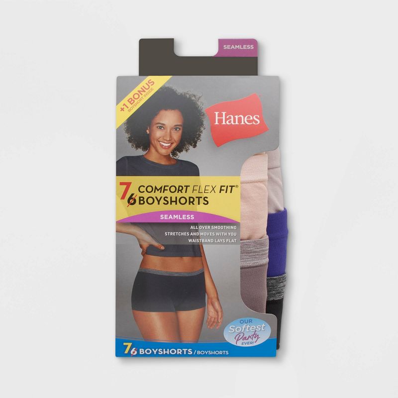 Hanes Women's 6+1 Bonus Pack Comfort Flex Fit Seamless Boy Shorts - Colors May Vary , 2 of 5
