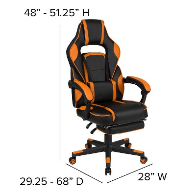 Black and Orange Reclining Gaming Chair with Massaging Lumbar