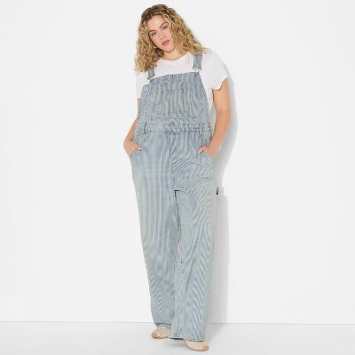 Women's Mid-Rise Denim Baggy Overalls - Wild Fable™