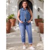 Agnes Orinda Women's Plus Size Distressed Denim Vest with Embroidered Pearls - 3 of 4