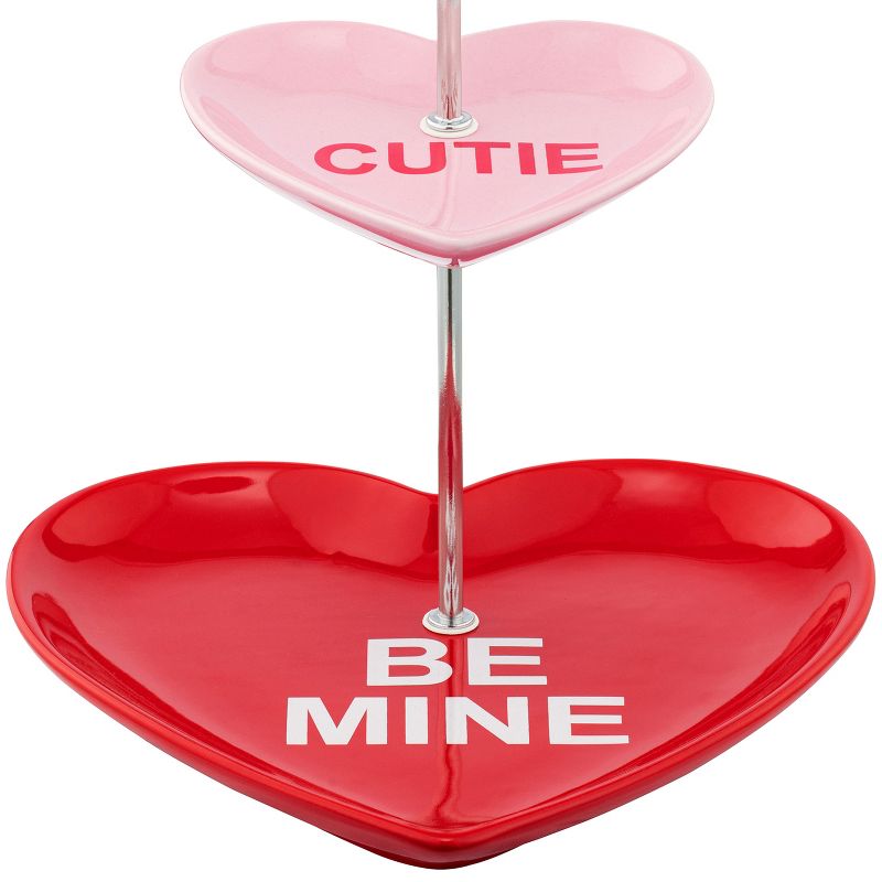 Miss Valentine LED Ceramic Tiered Candy Heart Cupcake Plate, 4 of 6