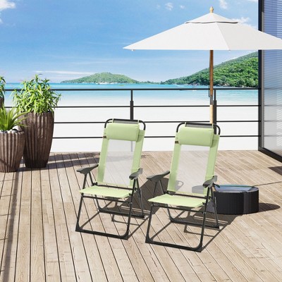Maggift Patio Accent Chairs Set of 2, Outdoor Chair, Park Love Seat with Breathable Sling Fabric for Lawn, Garden and Porch,Green, 24.5"*27.5"*43"