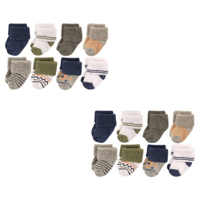 Image of Luvable Friends Infant Boy Newborn and Baby Terry Socks, Aztec 16-Piece, 6-12 Months