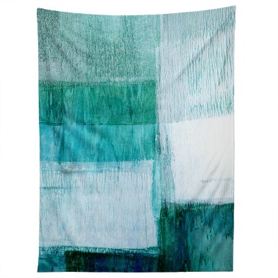 Galleryj9 Aqua Blue Geometric Abstract Textured Painting 50" x 60" Tapestry - Society6