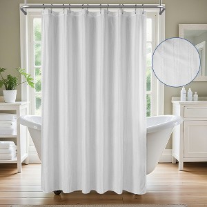 Chenille Stripe Water Repellent Shower Curtain, 72"x 72" - 1 of 4