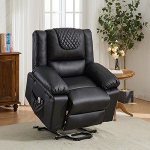 Heated Massage Power Lift Recliner Chair for Seniors,39"W PU Remote Control Sofa with Side Pockets for Living Room-Baofuwish - 1 of 4