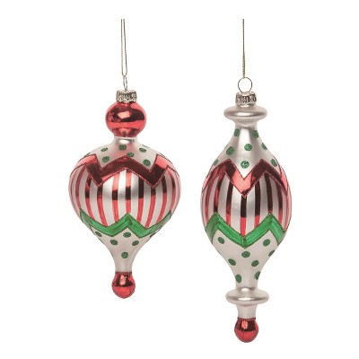 Transpac Glass Merry Ornament Set of 2 Christmas Home Decorations