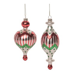 Transpac Glass Merry Ornament Set of 2 Christmas Home Decorations - 1 of 1