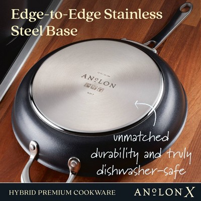 12-Inch Black Stainless Steel Nonstick Fry Pan with Lid