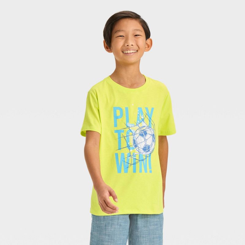 Boys' Short Sleeve Soccer Ball 'Play to Win' Graphic T-Shirt - Cat & Jack™ Green, 1 of 5
