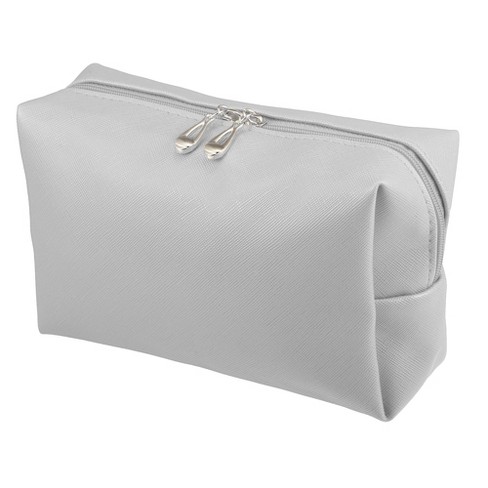 Unique Bargains Pu Leather Waterproof Makeup Bag Cosmetic Case Makeup Bag  For Women L Size Silver Tone 1 Pcs : Target