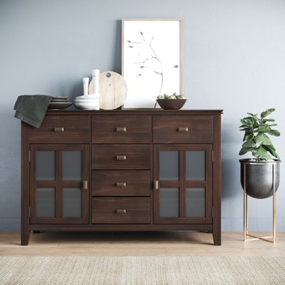 NicBex Modern 2-Doors Sideboard,Kitchen Storage Cabinets with 6 Drawers and 2 Glass Doors for Kitchen and Dining Room