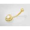 Jewelry Avalanche Women's 14K Gold Halo Heart 14G Belly Button Ring with 0.50cttw Moissanite - 2 of 4