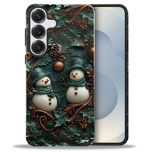 BONGEEK Case Compatible with Samsung Galaxy S25,Scratch Resistant Hybrid 2-Layer Hard Shell Bright Phone Case,Christmas Retro Snowman Green - 1 of 4