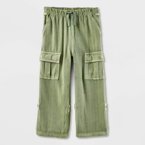 Toddler Girls Adaptive Pull on Woven Cargo Pants Cat Jack Sage Green Target