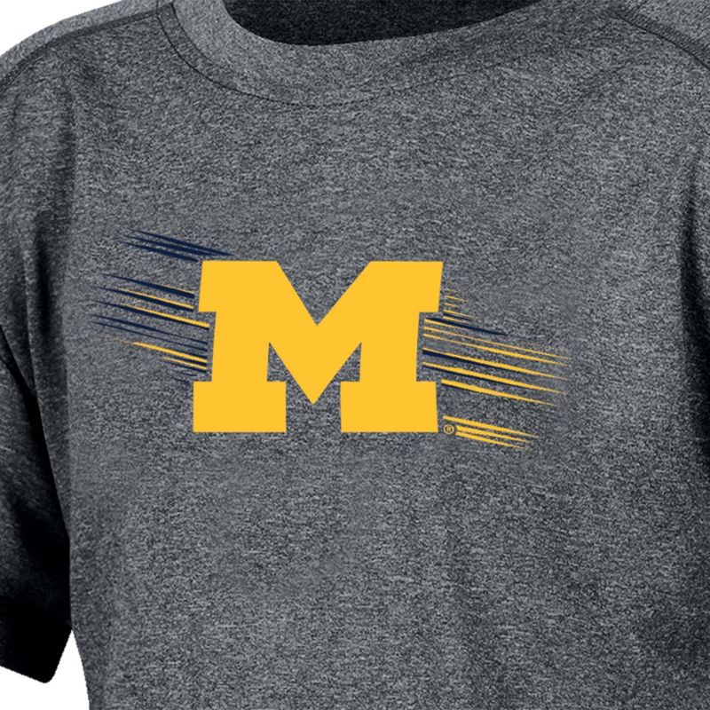 NCAA Michigan Wolverines Boys&#39; Gray Poly T-Shirt, 3 of 4