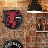 16" x 15.5" Fireball Whisky Embossed Metal Sign Black/Red - American Art Decor: Cinnamon Liquor Logo, Man Cave Decor, Saw-Tooth Hanger - 2 of 4
