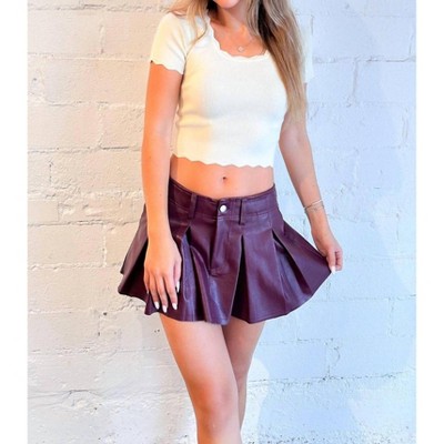 Women's Backstreet Pleated Mini Skirt - OLIVACEOUS