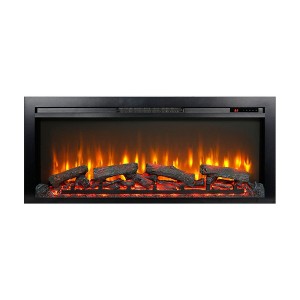 Kumasinova 44"W Electric Fireplace Wall Mount 3D Infrared Flames Heater Fireplace with Remote Control 3 Levels Flames Brightness Adjustable, Black - 1 of 4