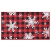 Christmas Buffalo Plaid Doormat Winter Xmas Snowflakes Welcome Mat Non Slip Entrance Floor Mat - 3 of 4