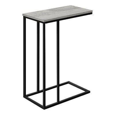 Monarch Specialties Accent Table C-Shaped End Side Snack Living Room Bedroom Metal Laminate Grey Black Contemporary Modern