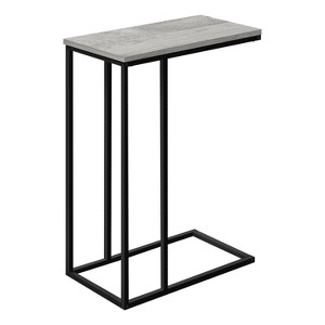 Monarch Specialties Accent Table C-Shaped End Side Snack Living Room Bedroom Metal Laminate Grey Black Contemporary Modern - 1 of 4