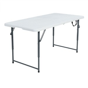 Peakform Multipurpose Banquet Fold-In-Half Table Lightweight Durable Desk with Secure Base for Indoor and Outdoor Events, 4 Foot, White - 1 of 4
