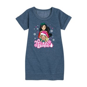 - Barbie - Holidays & Christmas Graphic Short Sleeve Fleece Dress - 1 of 4