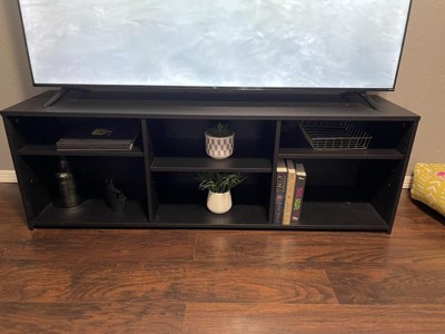 Adjustable Storage Tv Stand For Tvs Up To 50 Black Wood Grain Finish -  Room Essentials™ : Target
