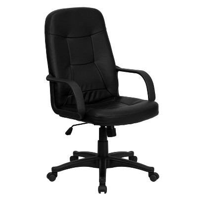 Emma and Oliver High Back Black Glove Vinyl Executive Swivel Office Chair with Arms